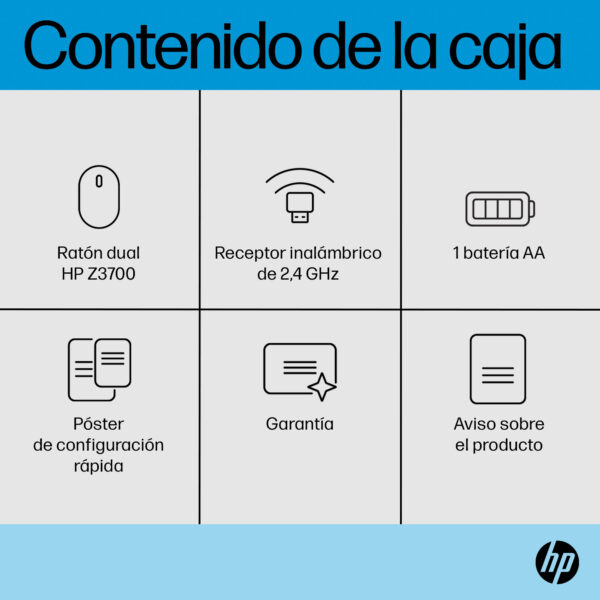 HP - Z3700 - Ratón - Inalámbrico - Plata - Imagen 5