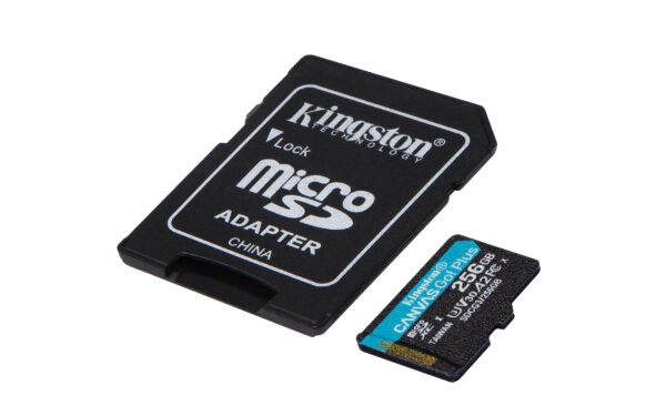 Kingston - Tarjeta de memoria flash (adaptador microSDXC a SD Incluido) - 256 GB - A2 / Video Class V30 / UHS-I U3 / Class10 - microSDXC UHS-I - Imagen 3
