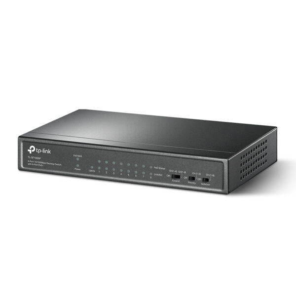 TP-Link TL-SF1009P - Conmutador - sin gestionar - 8 x 10/100 (PoE+) + 1 x 10/100 - sobremesa - PoE+ (65 W) - Imagen 3