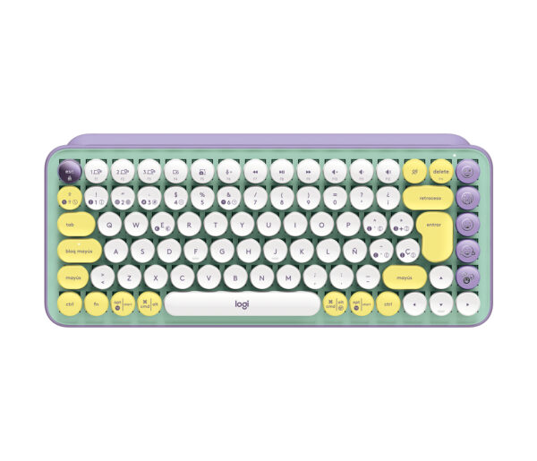 Logitech POP Keys - Teclado - Inalámbrico - Español - USB / Bluetooth LE / Bluetooth 5.1 / Bluetooth - Diseño ergonómico - Morado - Imagen 3