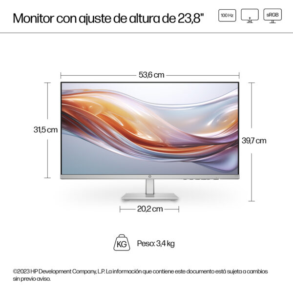 HP - 23.8" - 1920 x 1080 - Height Adjust Monitor-524sh - Imagen 6