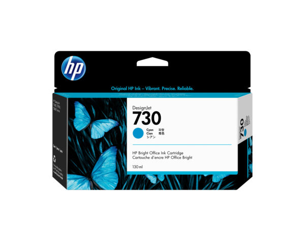 HP 730 - 130 ml - cián - original - DesignJet - cartucho de tinta - para DesignJet SD Pro MFP, T1600, T1600dr, T1700, T1700dr, T1708, T1708dr, T2600, T2600dr