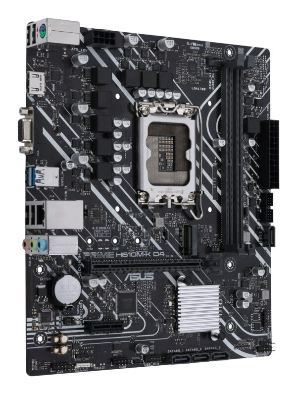 ASUS PRIME H610M-K D4 - Placa base - micro ATX - Socket LGA1700 - H610 Chipset - USB 3.2 Gen 2, USB 3.2 Gen 1 - Gigabit LAN - Tarjeta gráfica (CPU necesaria) - HD Audio (8-canales) - Imagen 4