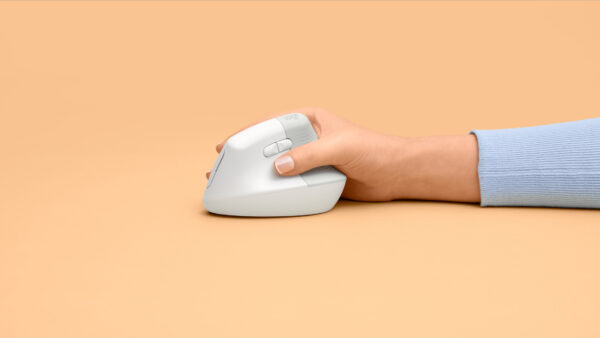 Logitech Lift Vertical Ergonomic Mouse - Ratón vertical - ergonómico - 6 botones - inalámbrico - Bluetooth, 2.4 GHz - receptor de USB Logitech Logi Bolt - blanco hueso - Imagen 9
