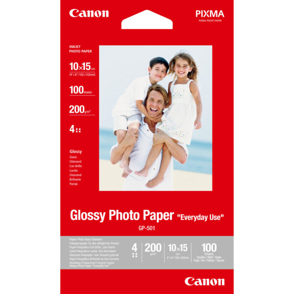Canon GP-501 - Brillante - 100 x 150 mm 100 hoja(s) papel fotográfico brillante - para PIXMA iP90, MG2555, mini260, MP180, MP490, MP510, MP550, MP560, MP960, MX330, TS7450 - Imagen 2