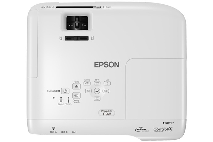 Epson PowerLite 119W - Proyector 3LCD - portátil - 4000 lúmenes (blanco) - 4000 lúmenes (color) - WXGA (1280 x 800) - 16:10 - LAN