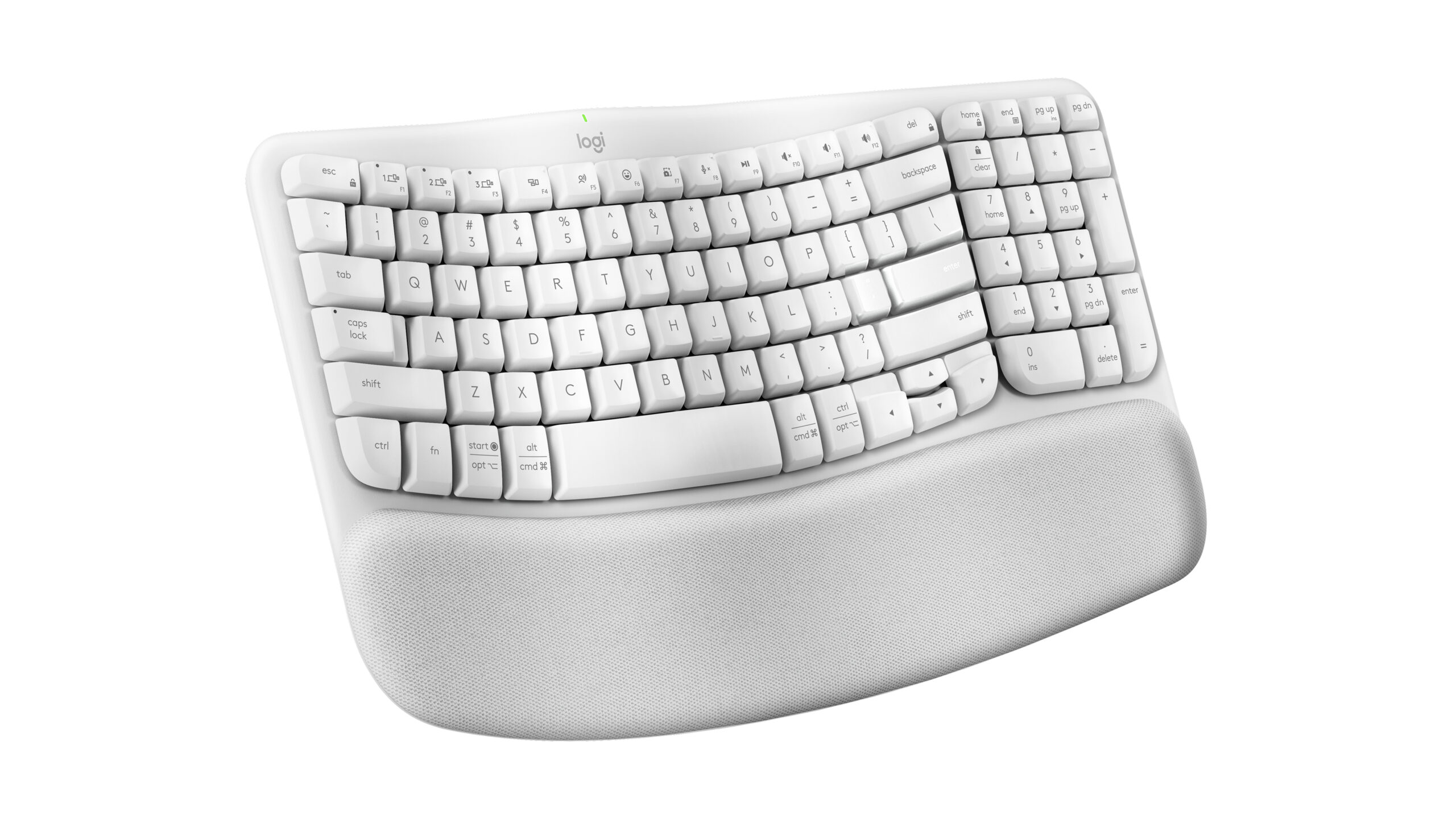Logitech Ergo Series Wave Keys Wireless Ergonomic Keyboard with Cushioned Palm Rest, Off-white - Teclado - con reposamanos acolchado - inalámbrico - Bluetooth LE - blanco hueso