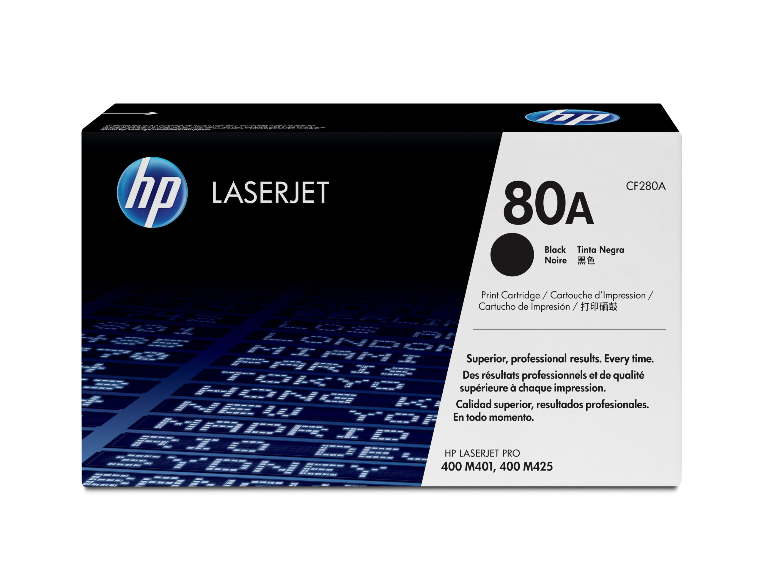 HP 80A - Negro - original - LaserJet - cartucho de tóner (CF280A) - para LaserJet Pro 400 M401, MFP M425