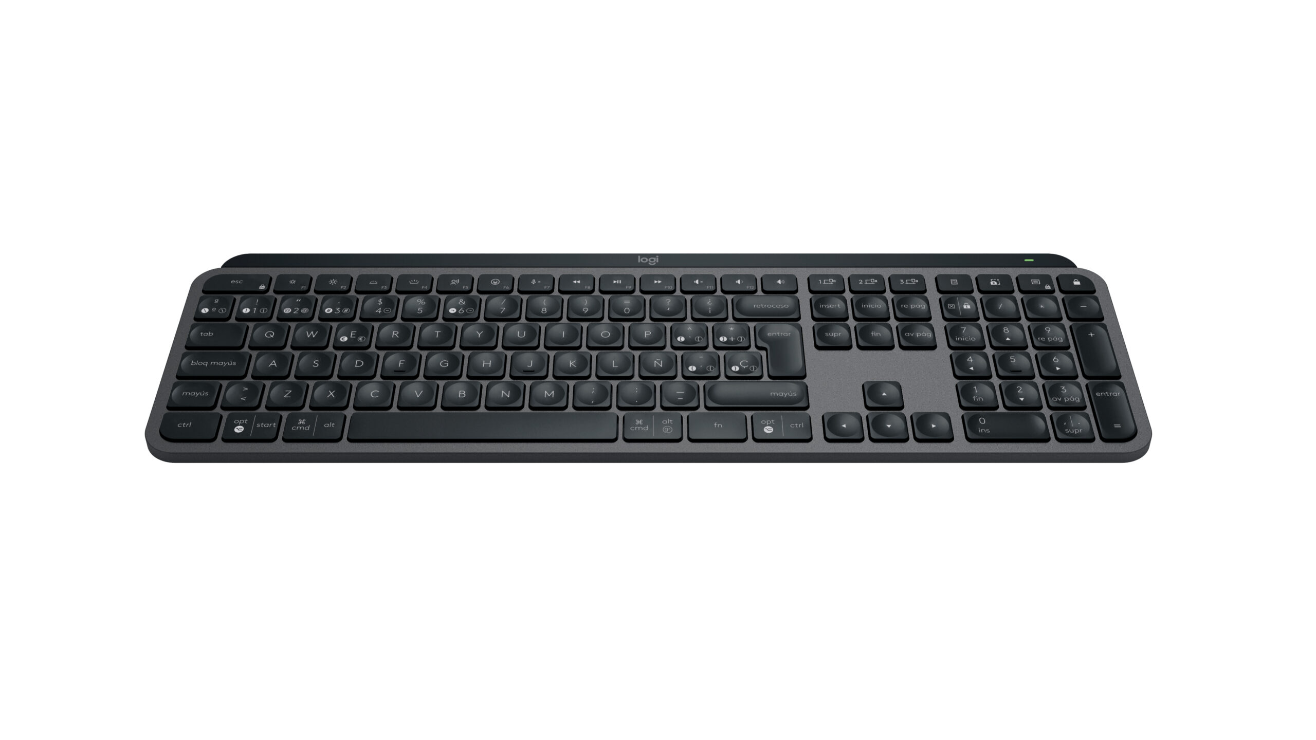 Logitech MX Keys S - Teclado - retroiluminación - inalámbrico - Bluetooth LE - QWERTY - español - interruptor: tecla de tijera - grafito