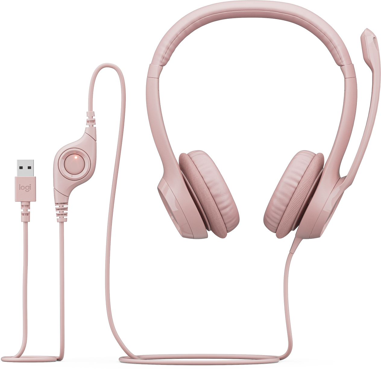 Logitech H390 Wired Headset for PC/Laptop, Rose - Auricular - en oreja - cableado - USB-A - rosa