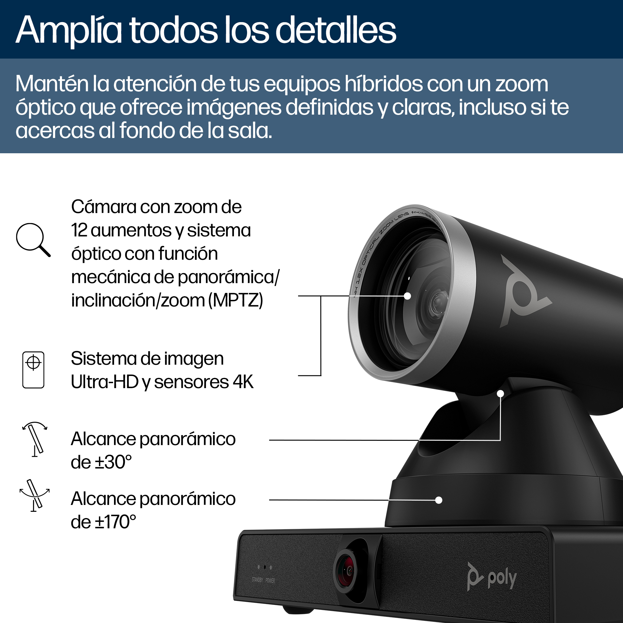 POLY - Smart Camera - Studio E60 4K MPTZ with 12x O