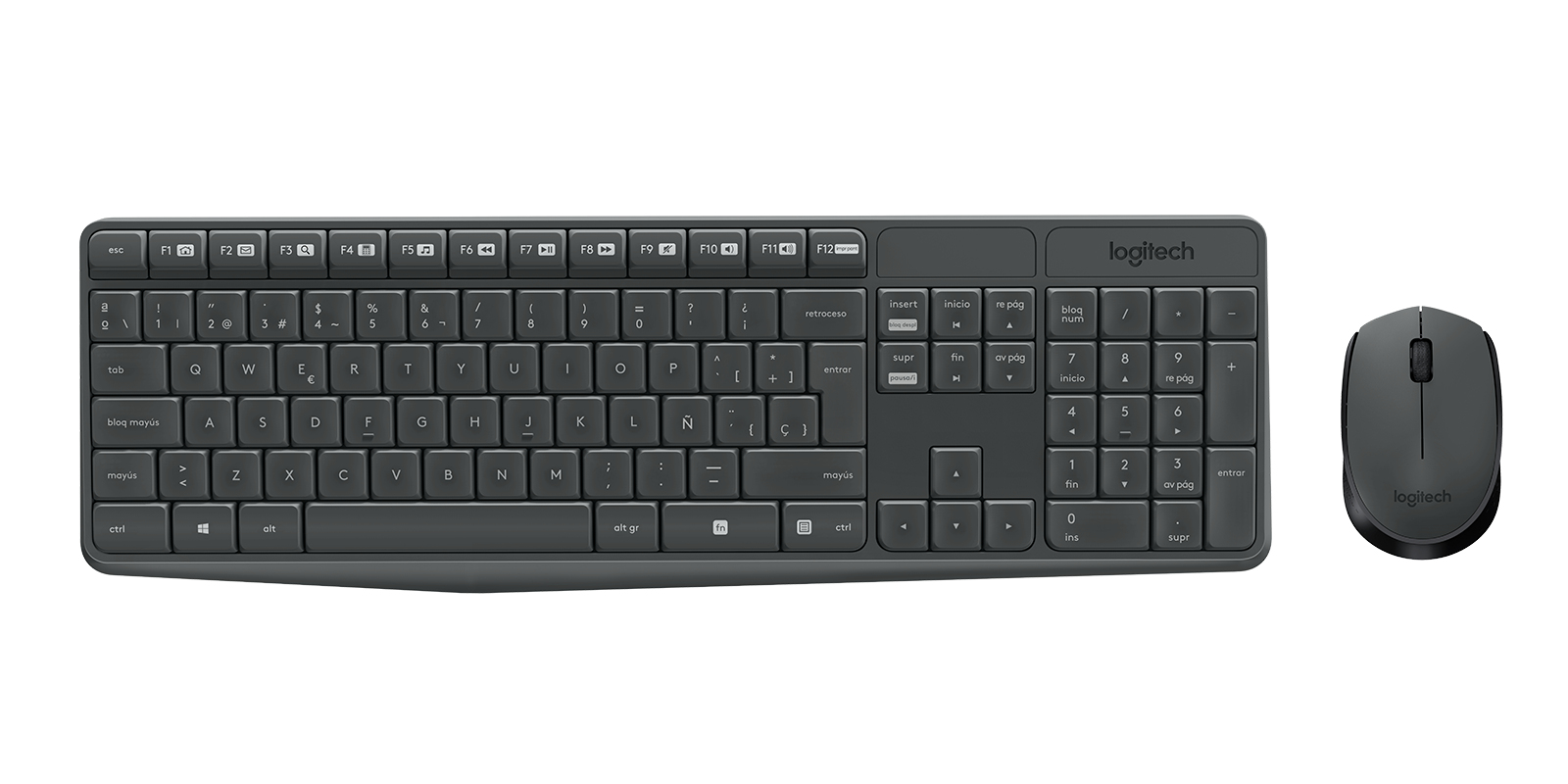 Logitech - Juego de teclado y ratón - MK235 - Español - Inalámbrico - USB - Negro