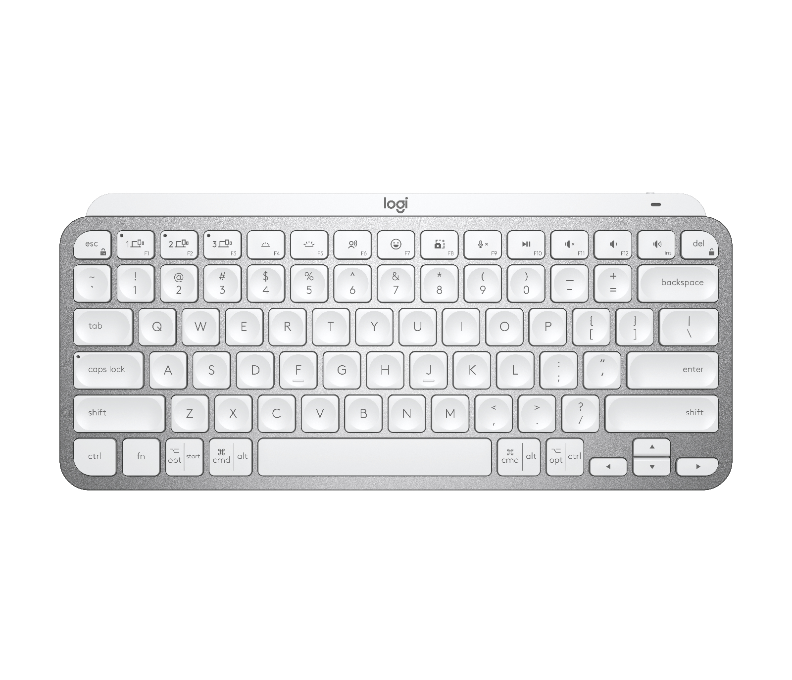 Logitech MX Keys Mini - Teclado - Inalámbrico - Español - USB / Bluetooth 5.0 / Bluetooth - Ergonomic Design - Gris pálido
