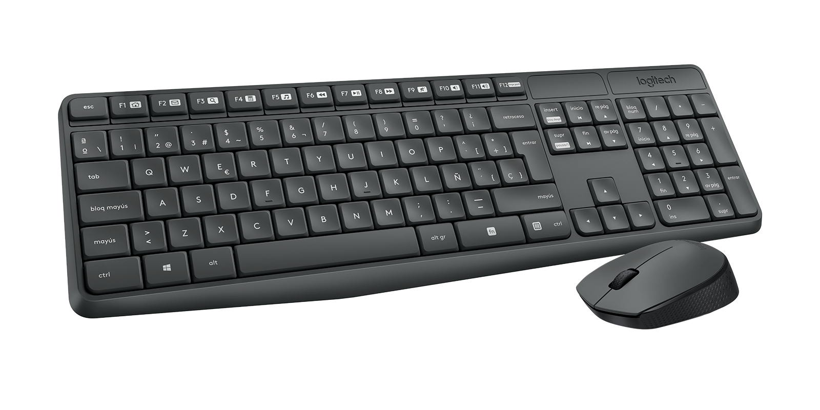 Logitech - Juego de teclado y ratón - MK235 - Español - Inalámbrico - USB - Negro
