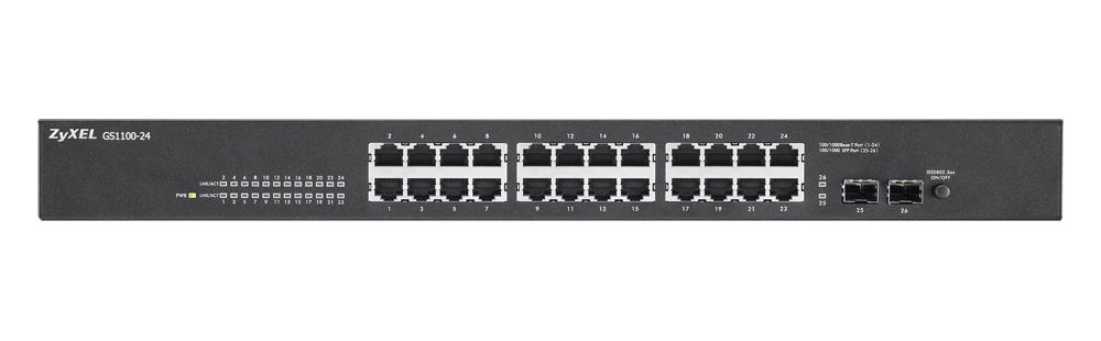 Zyxel GS-1100-24 - Conmutador - 24 x 10/100/1000 + 2 x SFP - montaje en rack