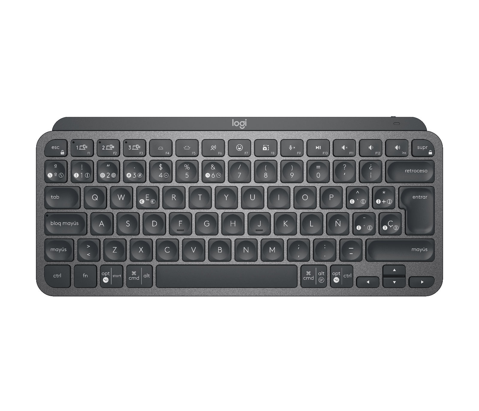 Logitech MX Keys Mini - Teclado - Inalámbrico - Español - USB / Bluetooth - Ergonomic Design - Grafito