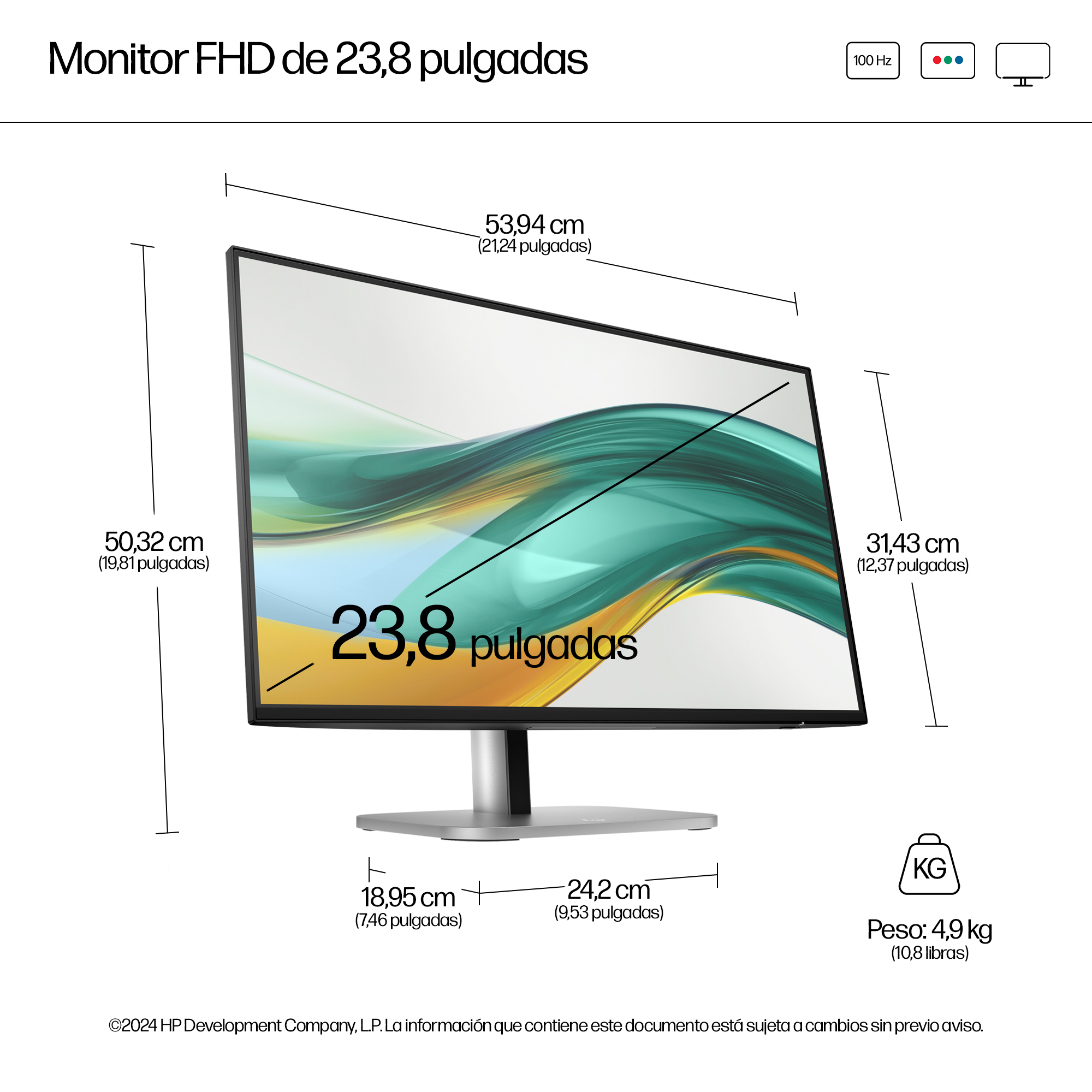 HP - LED-backlit LCD monitor - 23.8" - S5 Pro 524pf