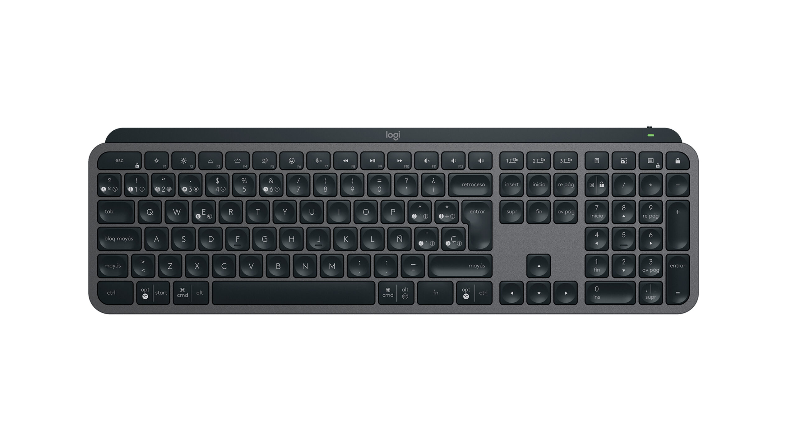 Logitech MX Keys S - Teclado - retroiluminación - inalámbrico - Bluetooth LE - QWERTY - español - interruptor: tecla de tijera - grafito