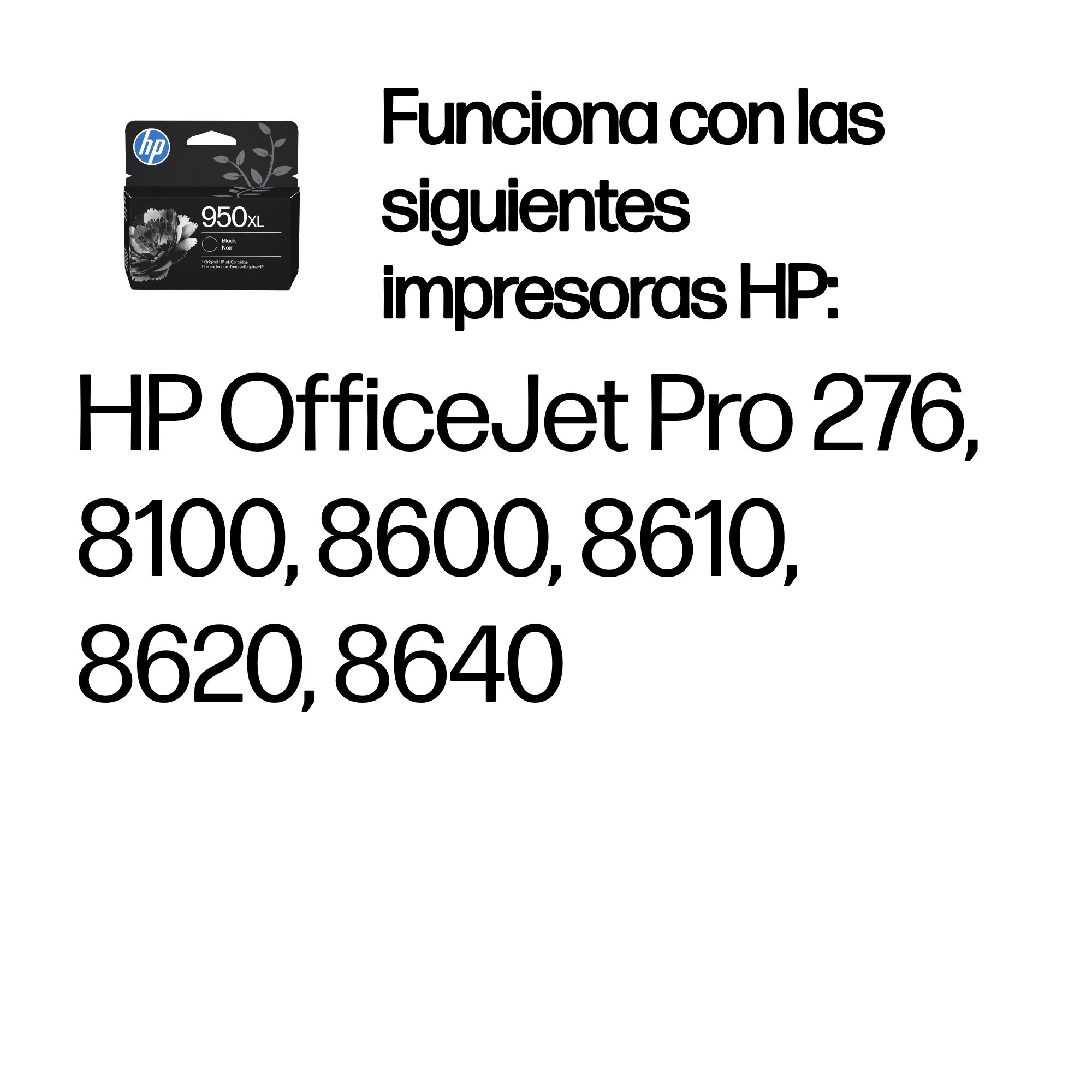 HP 950XL - 53 ml - Alto rendimiento - negro - original - cartucho de tinta - para Officejet Pro 251dw, 276dw, 8100, 8600, 8610, 8620, 8630
