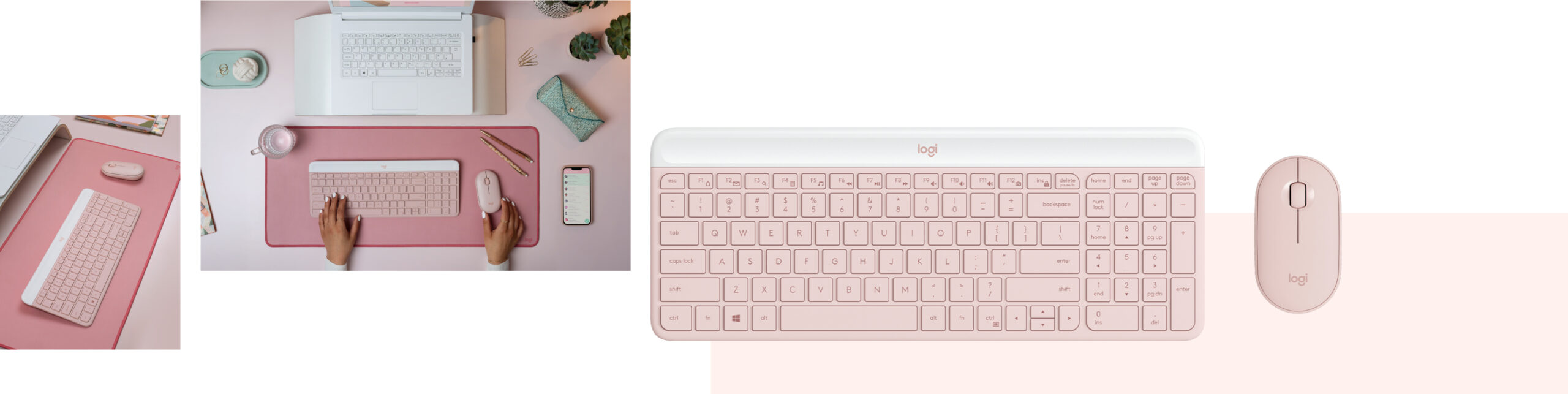Logitech - Keyboard and mouse set - Spanish - Wireless - Rose