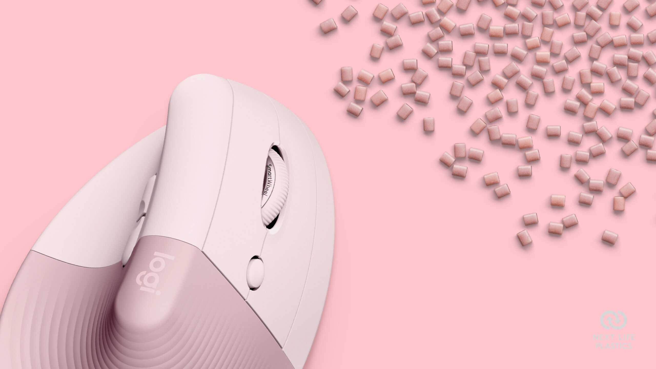 Logitech Lift Vertical Ergonomic Mouse - Ratón vertical - ergonómico - 6 botones - inalámbrico - 2.4 GHz, Bluetooth - receptor de USB Logitech Logi Bolt - rosa