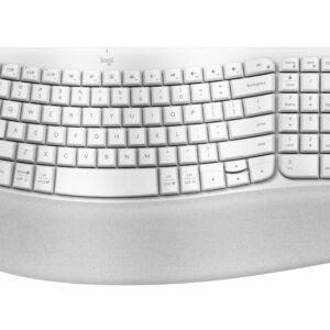 Logitech Ergo Series Wave Keys Wireless Ergonomic Keyboard with Cushioned Palm Rest, Off-white - Teclado - con reposamanos acolchado - inalámbrico - Bluetooth LE - blanco hueso