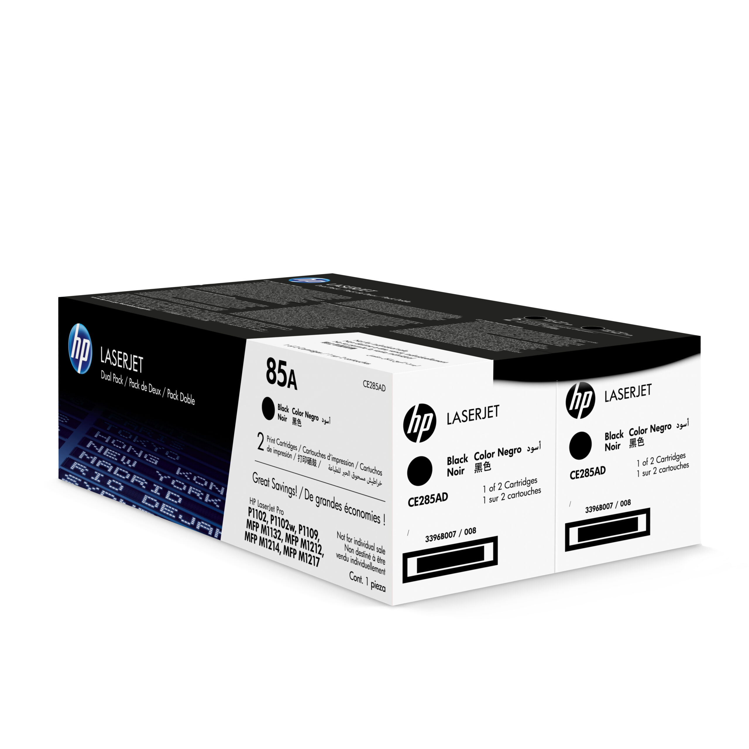 HP 85A - Paquete de 2 - negro - original - LaserJet - cartucho de tóner (CE285AD) - para LaserJet Pro M1132 MFP, M1212nf MFP, M1217nfw MFP, P1102, P1102s, P1102W, P1109, P1109W
