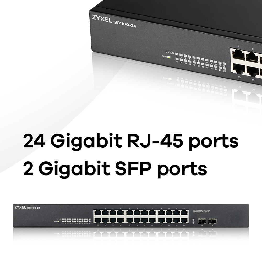 Zyxel GS-1100-24 - Conmutador - 24 x 10/100/1000 + 2 x SFP - montaje en rack