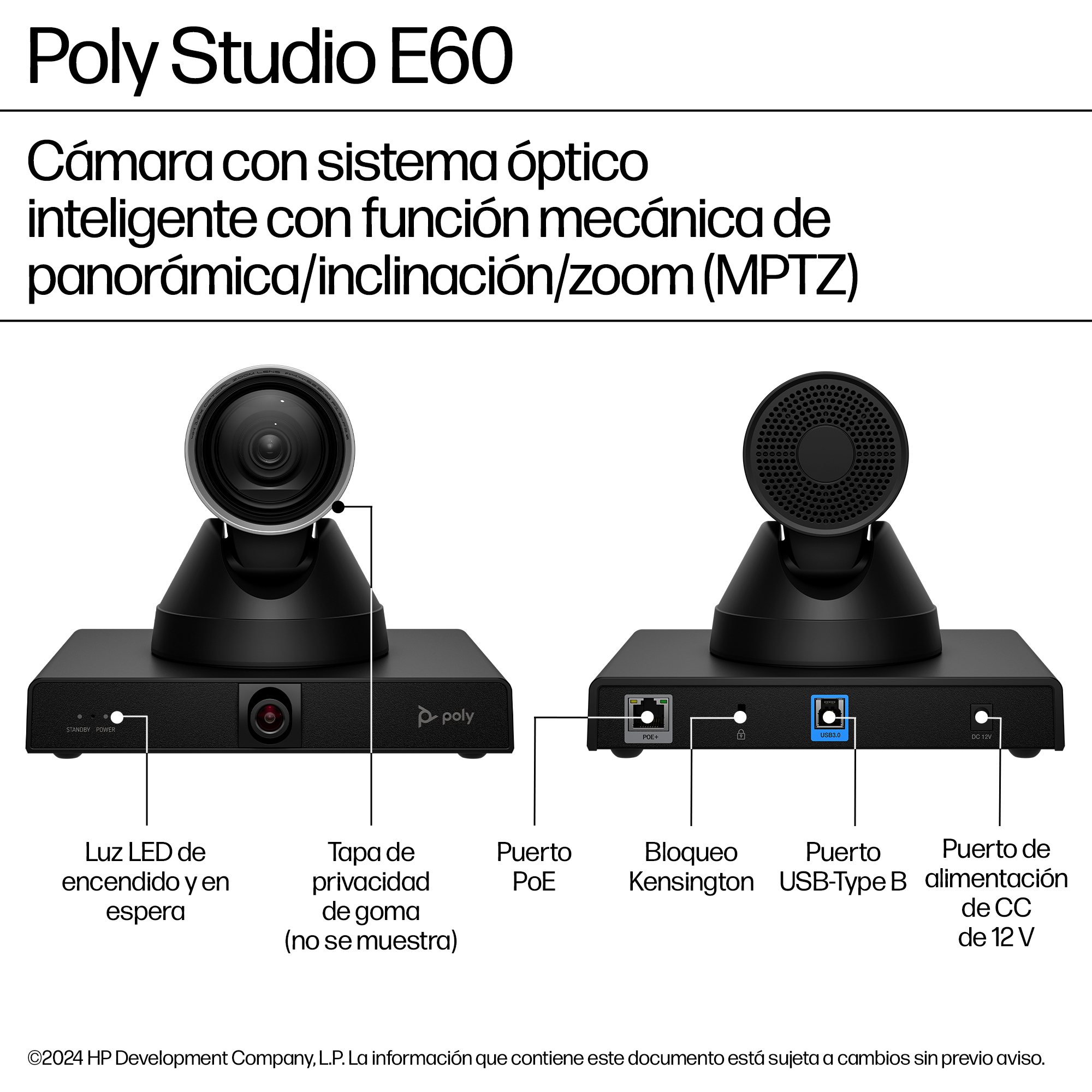 POLY - Smart Camera - Studio E60 4K MPTZ with 12x O