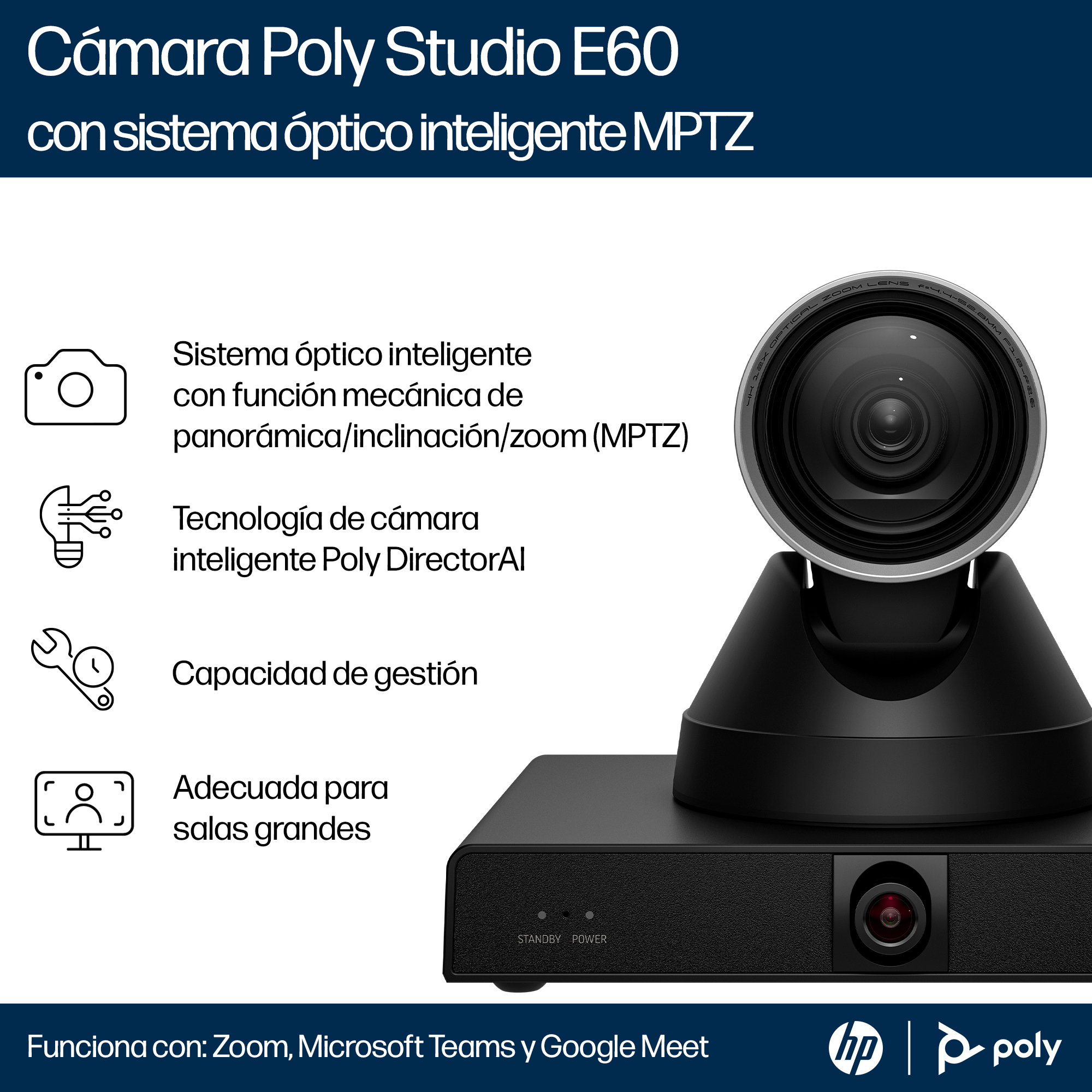 POLY - Smart Camera - Studio E60 4K MPTZ with 12x O